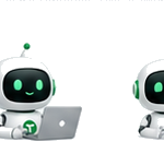 TDG mascot using a laptop