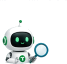 TDG mascot with a search glass