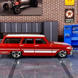 Loose Hot Wheels - 1964 Chevy Nova Station Wagon - Red and White