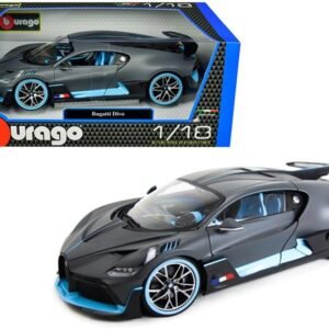 Bugatti Divo Matt Gray with Blue Accents 1/18 Diecast Model Car by B