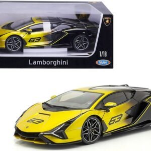 Lamborghini Sian FKP 37 #63 Yellow Metallic and Black 1/18 Diecast M