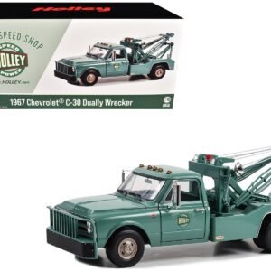 1967 Chevrolet C-30 Dually Wrecker Tow Truck "Holley Speed Shop" Green 1/18 Car GreenLight Diecast Model collector model product image