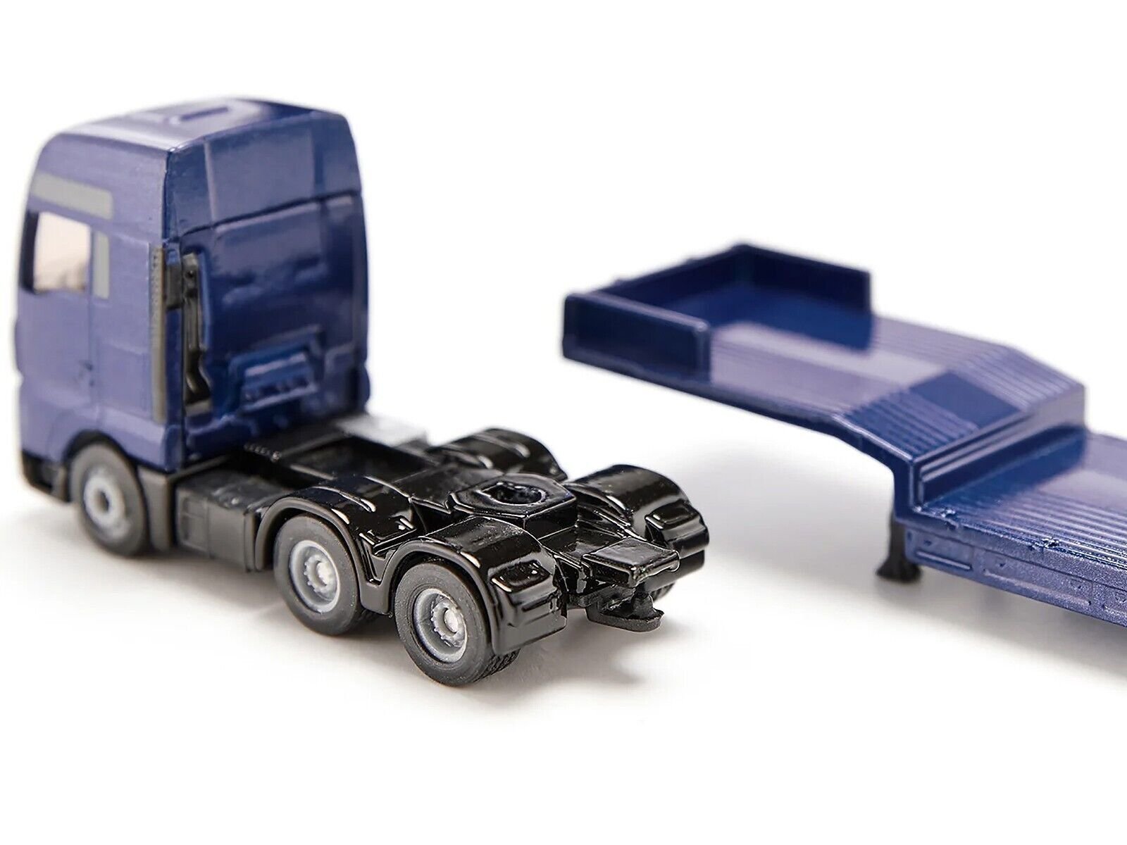 MAN Truck Blue Metallic with Low Loader Trailer and JCB 457 Wheel Loader Yellow 1/87 (HO) Siku Diecast Model collector model product image