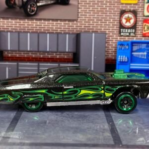 Loose Hot Wheels - Layin' Low Lowrider - Black and Green with Flames
