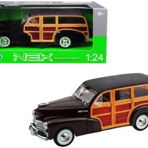 1948 Chevrolet Woody Fleetmaster Dark Brown 1/24 Diecast Model Car b