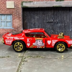 Loose Hot Wheels - Plymouth Barracuda - Red Playing Card Art Car