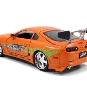 Model Kit Toyota Supra Metallic Orange with Brian Diecast Figure "Fast & Furious" Movie "Build N' Collect" 1/24 Car Jada Plastic Model Kit collector model product image