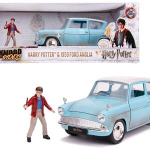 1959 Ford Anglia Light Blue (Weathered) with Harry Potter Diecast Fi