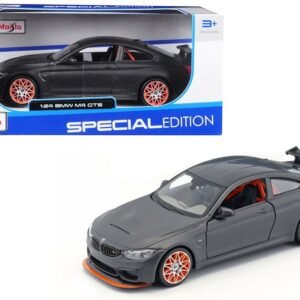 BMW M4 GTS Gray with Carbon Top and Orange Wheels 1/24 Diecast Model