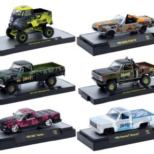 "Auto Meets" Set of 6 Cars IN DISPLAY CASES Release S60 Limited Edition 1/64 Cars M2 Machines