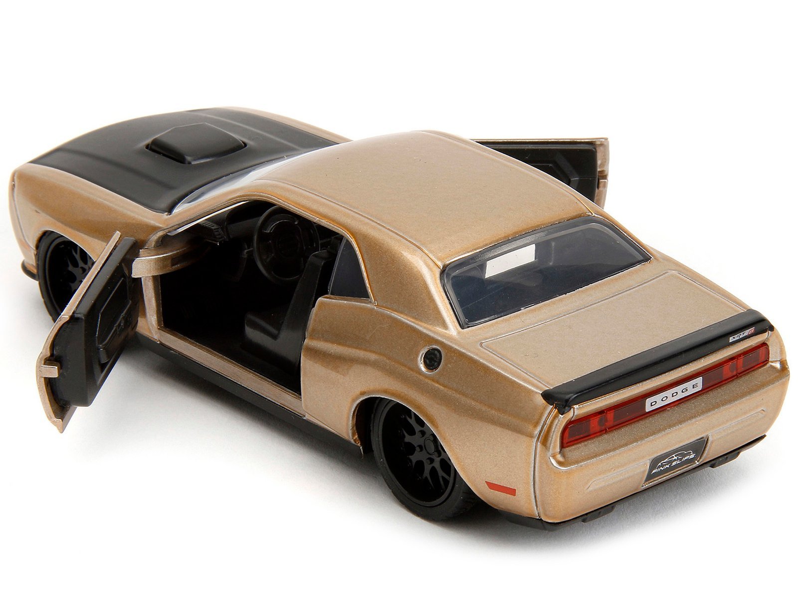 2012 Dodge Challenger SRT8 Gold Metallic with Black Hood "Pink Slips" Series 1/32 Car Jada Diecast Model collector model product image