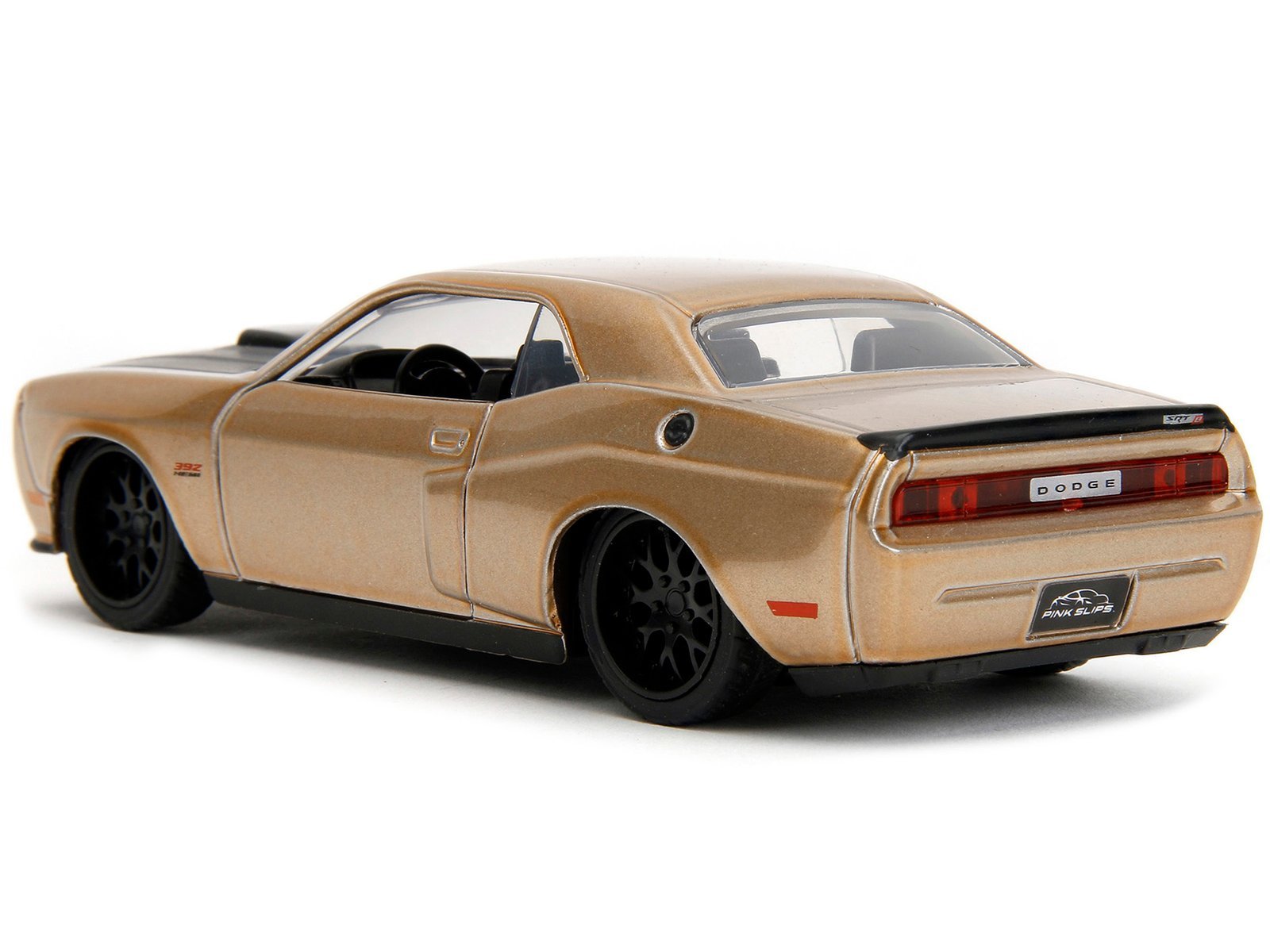 2012 Dodge Challenger SRT8 Gold Metallic with Black Hood "Pink Slips" Series 1/32 Car Jada Diecast Model collector model product image
