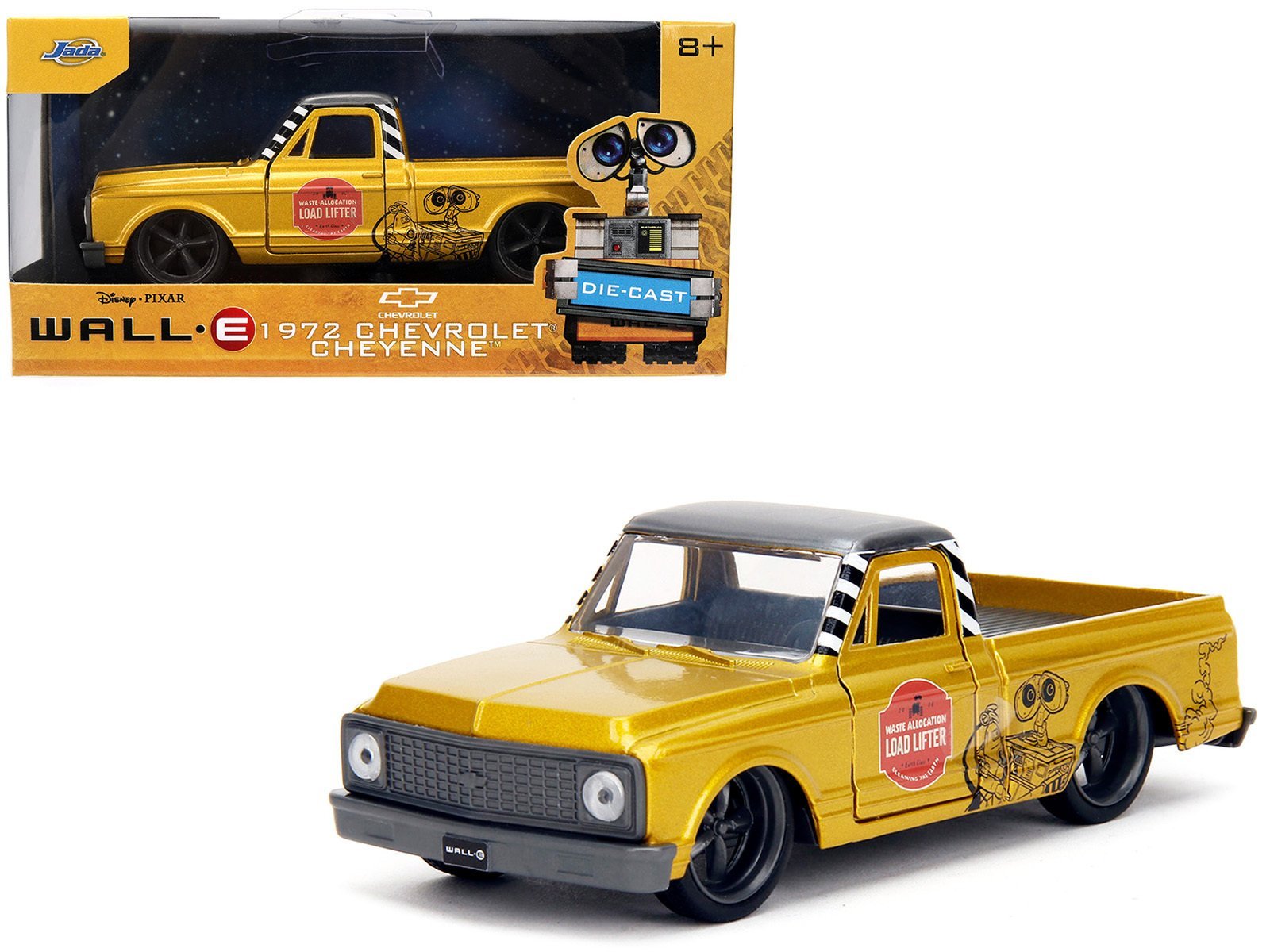 1972 Chevrolet Cheyenne Pickup Truck Gold Metallic with Gray Top "Wall-E" (2008) Movie "Hollywood Rides" Series 1/32 Car Jada Diecast Model collector model product image