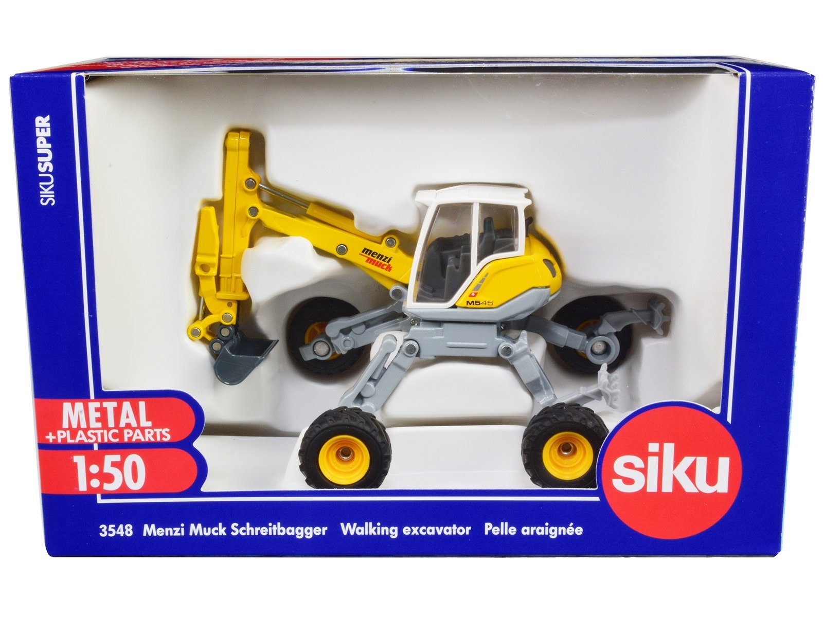Menzi Muck M545 Walking Excavator Yellow with White Top 1/50 Siku Diecast Model collector model product image