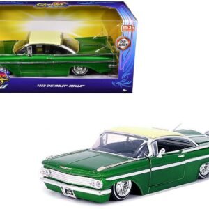 1959 Chevrolet Impala Lowrider Green Metallic with Cream Top and Wir