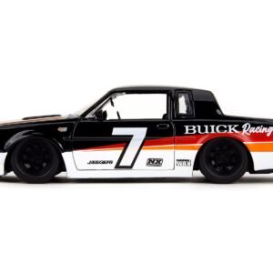 1987 Buick Grand National #7 "Buick Racing" Black and White with Stripes "Bigtime Muscle" Series 1/24 Car Jada Diecast Model collector model product image