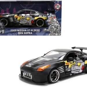 2009 Nissan GT-R (R35) Ben Sopra Matt Black with "Mechagodzilla" Graphics "Hollywood Rides" Series 1/24 Car Jada Diecast Model