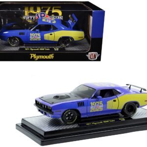 1971 Plymouth Hemi Cuda "VP Racing 50 Years" Blue with Yellow Sides Limited Edition to 8650 pieces Worldwide 1/24 Car M2 Machines Diecast Model