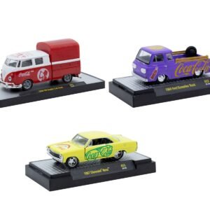 "Coca-Cola" Set of 3 pieces Release 53 Limited Edition to 10000 pieces Worldwide 1/64 Cars M2 Machines Display Case
