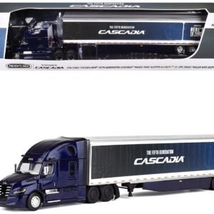 Freightliner Fifth Generation Cascadia Raised Roof Sleeper & 53' Utility Trailer with Skirts Midnight Blue 1/64 by DCP/First Gear Diecast Model collector model product image