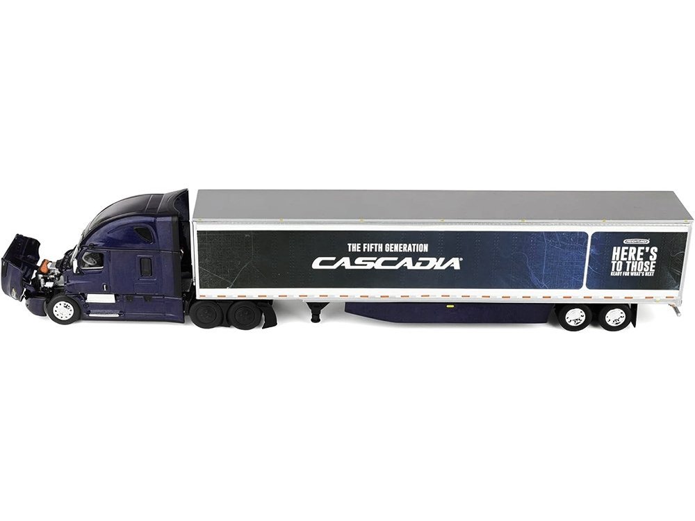Freightliner Fifth Generation Cascadia Raised Roof Sleeper & 53' Utility Trailer with Skirts Midnight Blue 1/64 by DCP/First Gear Diecast Model collector model product image