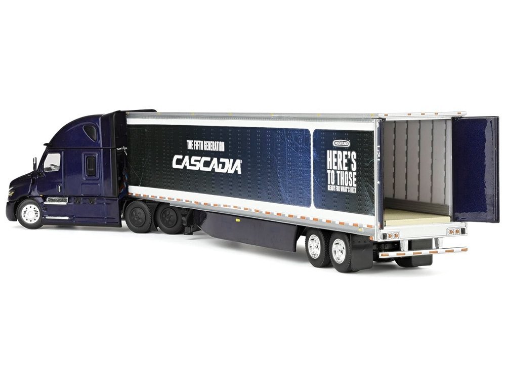 Freightliner Fifth Generation Cascadia Raised Roof Sleeper & 53' Utility Trailer with Skirts Midnight Blue 1/64 by DCP/First Gear Diecast Model collector model product image