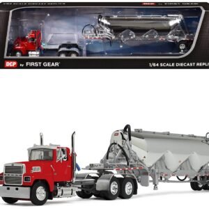 Ford LTL 9000 Day Cab with Heil Pneumatic Tank Trailer Heil Red 1/64