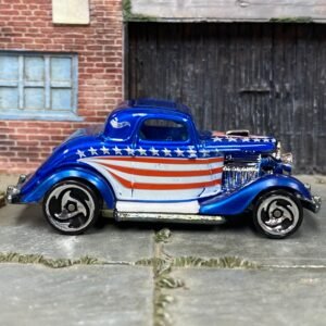 Loose Hot Wheels 1934 Ford 3-Window – Blue Stars & Stripes | Patriotic Hot Rod Casting