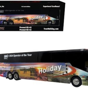 Prevost H3-45 Coach Bus "Holiday Tours - 2024 IMG Operator of the Year" White with Graphics Limited Edition 1/64 Iconic Replicas Diecast Model collector model product image