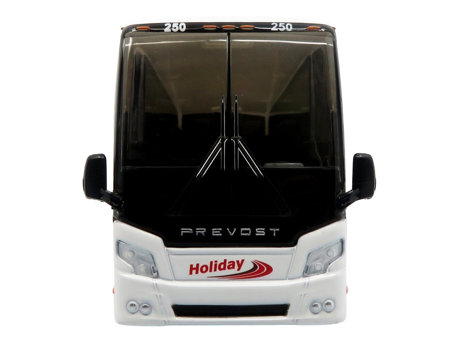 Prevost H3-45 Coach Bus "Holiday Tours" White with Red Graphics Limited Edition 1/64 Iconic Replicas Diecast Model collector model product image
