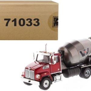 Western Star 4700 SF Concrete Mixer Truck Metallic Red with Gray Bod