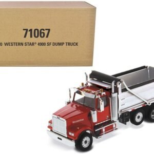 Western Star 4900 SF Dump Truck Red and Silver 1/50 Diecast Model by
