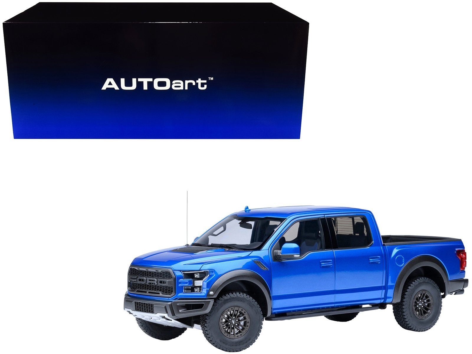 2019 Ford F-150 Raptor Pickup Truck Velocity Blue 1/18 Model Car Autoart Diecast Model collector model product image