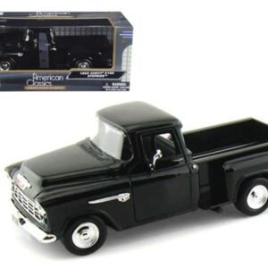 1955 Chevrolet 5100 Stepside Pickup Truck Black 1/24 Diecast Car Mod