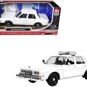 1986 Dodge Diplomat Police Car Unmarked White "Custom Builder's Kit" Series 1/24 Car Motormax Diecast Model collector model product image