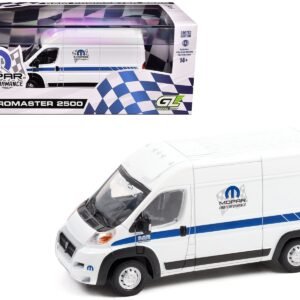 2018 RAM ProMaster 2500 Cargo High Roof Van "MOPAR Performance" White with Blue Stripes 1/43 Car GreenLight Diecast Model collector model product image