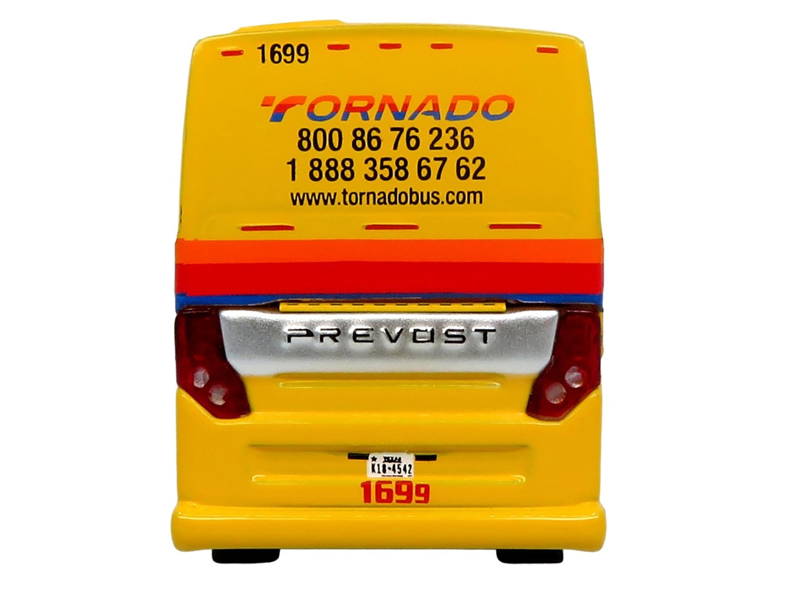 Prevost H3-45 Coach Bus "Tornado Bus Company" Yellow with Graphics Limited Edition 1/87 (HO) Iconic Replicas Diecast Model collector model product image