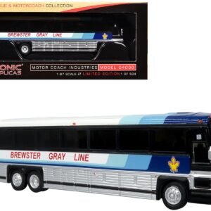 2001 MCI D4000 Coach Bus "Brewster Gray Line" White with Blue Stripes "Vintage Bus & Motorcoach Collection" Limited Edition to 504 pieces Worldwide 1/87 (HO) Iconic Replicas Diecast Model collector model product image