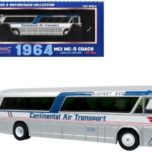 1964 MCI MC-5A Coach Bus "Continental Air Transport" Silver with Blue Stripes "Vintage Bus & Motorcoach Collection" Limited Edition to 504 pieces Worldwide 1/87 (HO) Iconic Replicas Diecast Model collector model product image
