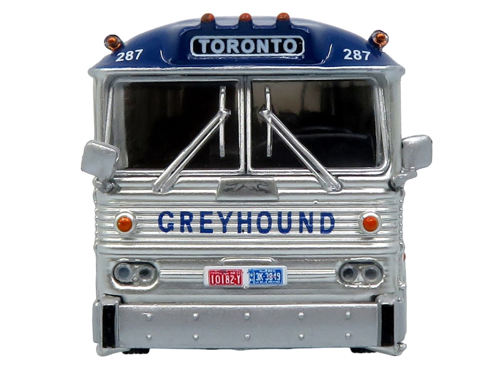 1964 MCI MC-5A Coach Bus "Greyhound Canada" White with Blue Stripes "Vintage Bus & Motorcoach Collection" Limited Edition to 504 pieces Worldwide 1/87 (HO) Iconic Replicas Diecast Model collector model product image