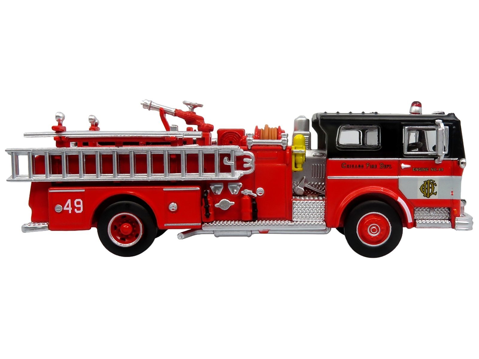 1974 Ward LaFrance Fire Engine "Chicago Fire Department - Engine 49" Red with Black Top "5 Alarm" Series Limited Edition 1/87 (HO) Iconic Replicas Diecast Model collector model product image