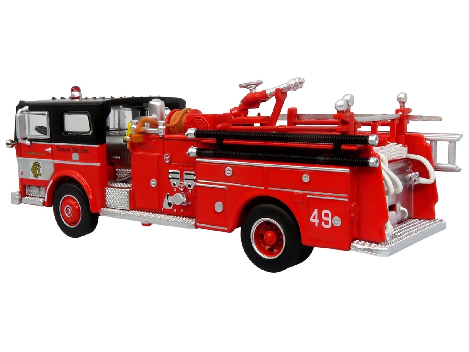1974 Ward LaFrance Fire Engine "Chicago Fire Department - Engine 49" Red with Black Top "5 Alarm" Series Limited Edition 1/87 (HO) Iconic Replicas Diecast Model collector model product image