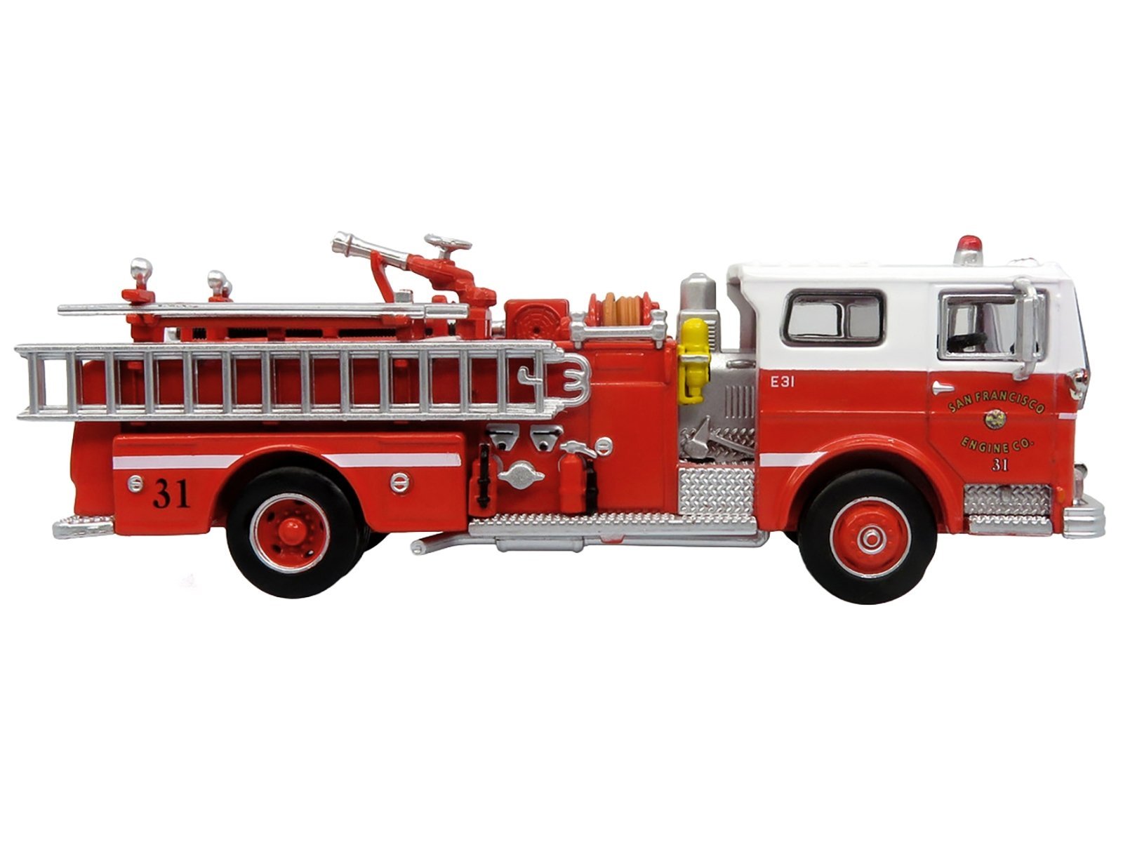 1974 Ward LaFrance Fire Engine "San Francisco Fire Department - Engine 31" Red with White Top "5 Alarm" Series Limited Edition 1/87 (HO) Iconic Replicas Diecast Model collector model product image