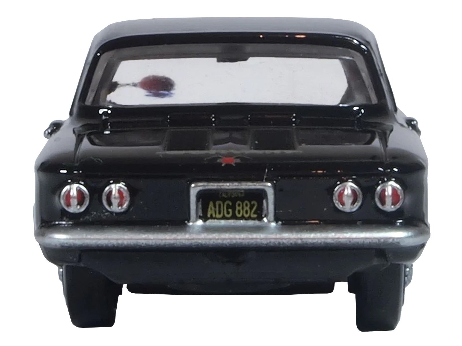 1963 Chevrolet Corvair Coupe Tuxedo Black with Red Interior 1/87 (HO) Scale Car Oxford Diecast Diecast Model collector model product image