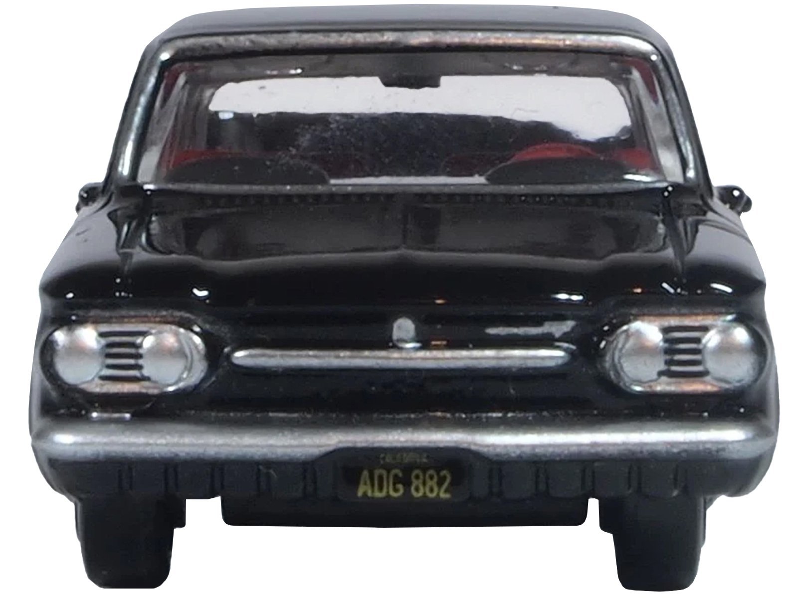1963 Chevrolet Corvair Coupe Tuxedo Black with Red Interior 1/87 (HO) Scale Car Oxford Diecast Diecast Model collector model product image