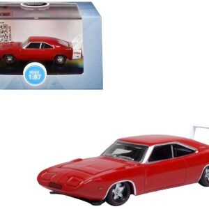 1969 Dodge Charger Daytona Red with White Stripe 1/87 (HO) Scale Car Oxford Diecast Diecast Model collector model product image
