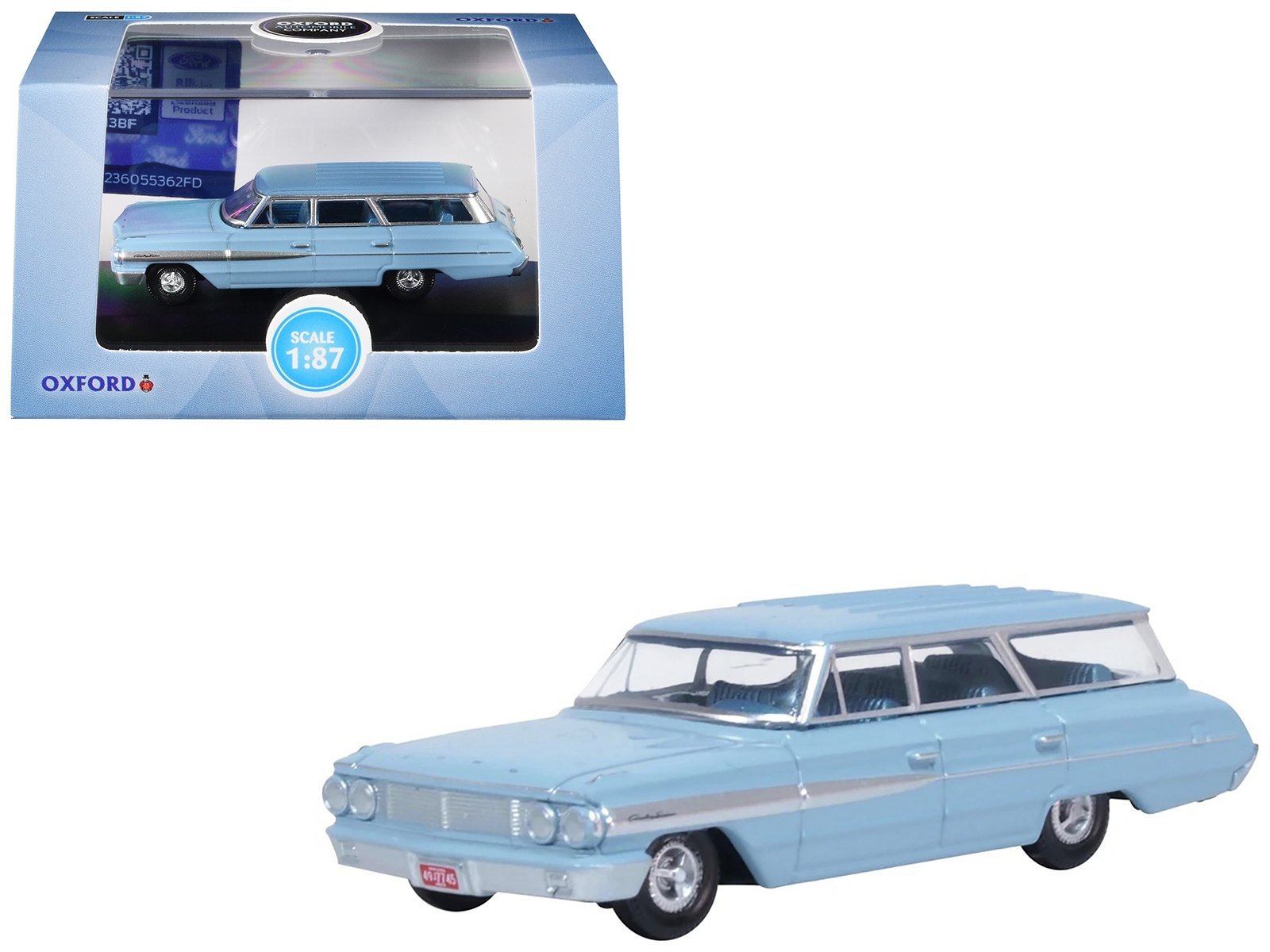 1964 Ford Country Sedan Skylight Blue 1/87 (HO) Scale Car Oxford Diecast Diecast Model collector model product image
