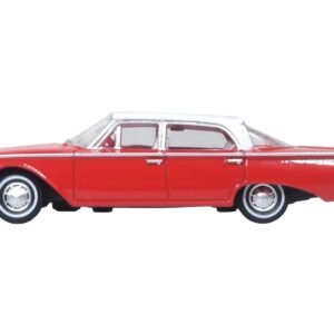 1960 Ford Fairlane Sedan 500 Monte Carlo Red with Corinthian White Top and Interior 1/87 (HO) Scale Car Oxford Diecast Diecast Model collector model product image