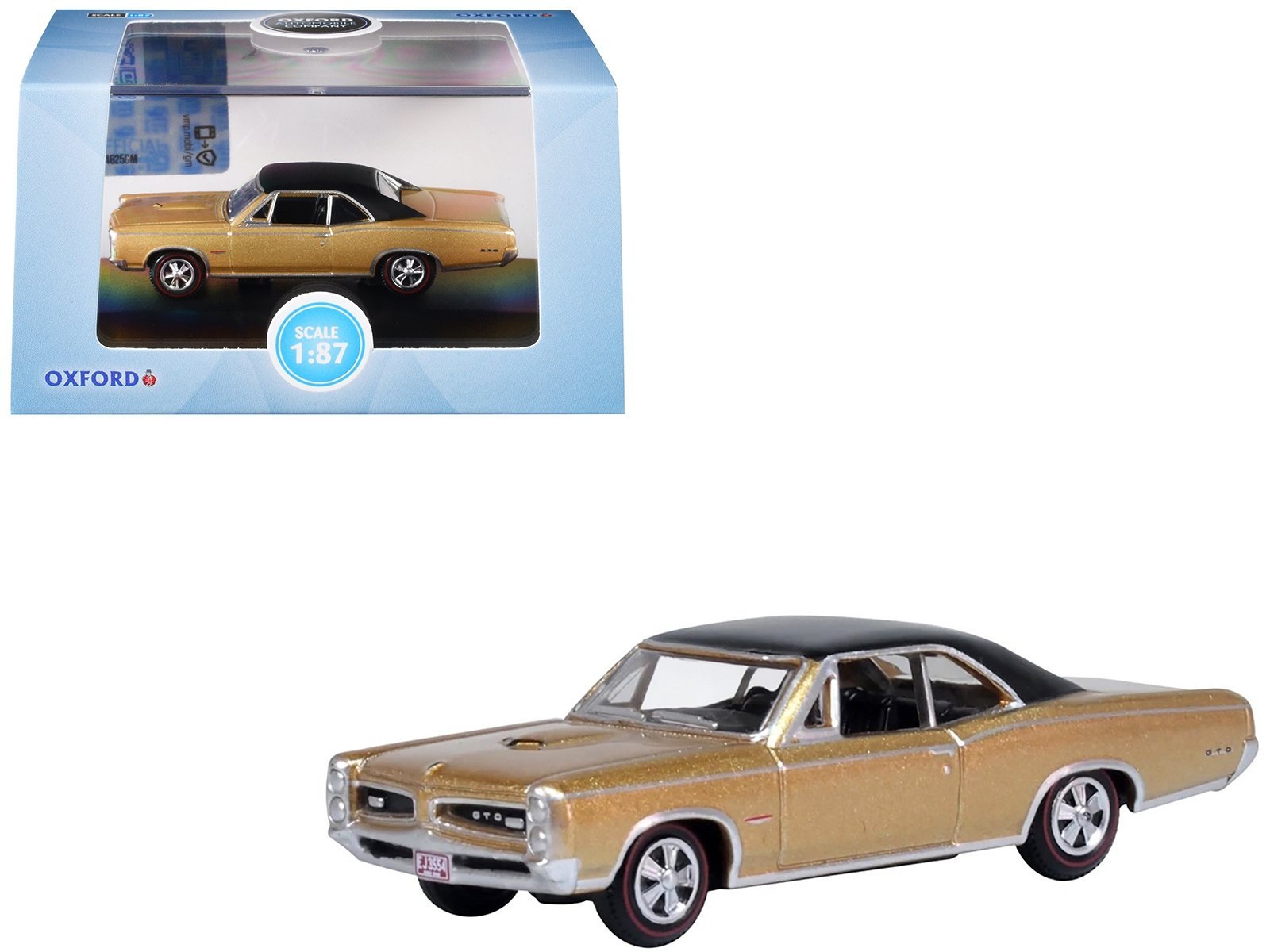 1966 Pontiac GTO Martinique Bronze Metallic with Black Top 1/87 (HO) Scale Car Oxford Diecast Diecast Model collector model product image