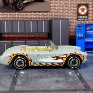 Loose Hot Wheels - 1956 Chevy Corvette - Barbie Gray and White with Flames